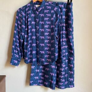 J Crew silk leopard Shirt and Pants set 12